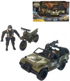 Auto vojenské army vozidlo set s motocyklem a 2 figurkami s doplòky plast - zvìtšit obrázek