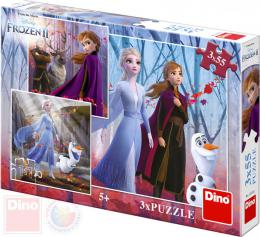 DINO Puzzle Frozen II (Ledové Království) 3x55 dílkù 18x18cm skládaèka 3v1
