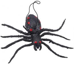 Zvíøátko pavouk gumový èerný 10cm halloween dekorace s poutkem