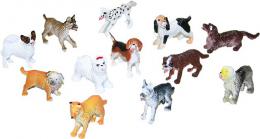 Psi rùzné rasy plastové figurky 4-5cm set 12ks v sáèku
