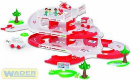 WADER Kid cars 3D Nemocnice herní set dráha 4,8m se sanitkou a vrtulníkem