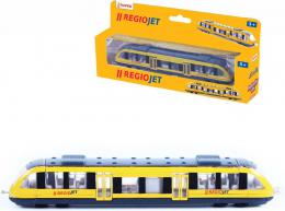 Vlak regionální žlutý model Regiojet 17cm kovový v krabièce
