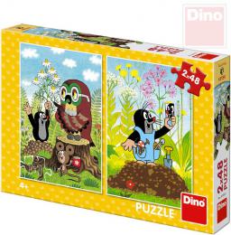 DINO Puzzle 2x48 dlk Krtek na mtin (Krteek) 18x26,5cm skldaka 2v1 - zvtit obrzek