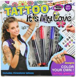 Tetování holèièí set s fixami a ozdobnými kamínky v krabici