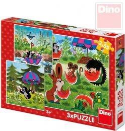 DINO Puzzle Krtek a paraplíèko (Krteèek) 18x18cm 3v1 skládaèka 3x55 dílkù