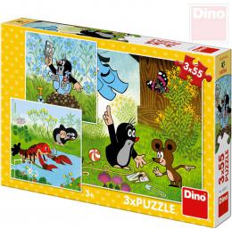 DINO Puzzle 3x55 dílkù Krtek a kalhotky (Krteèek) 18x18cm skládaèka 3v1