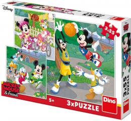 DINO Puzzle 3x55 dílkù Mickey a Minnie sportovci 18x18cm skládaèka 3v1