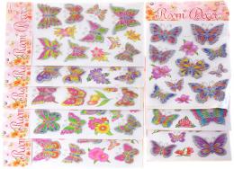 Samolepky 2D/3D motýli 12ks tøpytivá nástìnná dekorace na zeï rùzné druhy