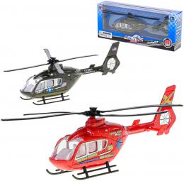 Helikoptéra hasièská /vojenská kovový vrtulník 3 druhy v krabici