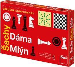 DINO DØEVO Hra Šachy, Dáma, Mlýn 3v1