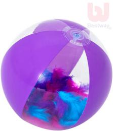 BESTWAY Baby míè nafukovací 41cm balon fialový s barevným peøím