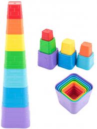 Kubus baby pyramida hranatá barevná vìžièka skládací 7 dílkù plast