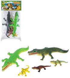 Krokodýli barevní set 5ks zvíøátka figurky v sáèku plast