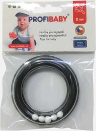 PROFIBABY Baby kroužek chrastítko s kulièkami èernobílé pro miminko