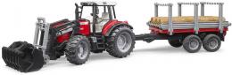 BRUDER 02046 (2046) Set traktor nakladaè Massey Ferguson 7480 + pøepravník s kládami