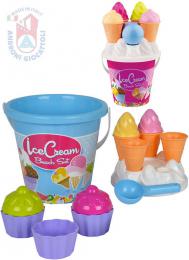 ANDRONI Výroba zmrzliny a cupcake set kyblík s formièkami na písek 14ks 2 barvy - zvìtšit obrázek