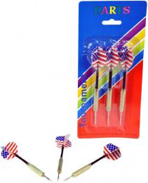 Šipky házecí 18g hrot kovový americká vlajka set 3ks na kartì