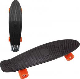 Skateboard dìtský pennyboard èerný 60cm kovové osy oranžová kola