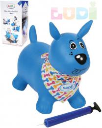 LUDI Pes baby skákací modrý set zvíøátko s pumpièkou a šátkem se jmenovkou - zvìtšit obrázek