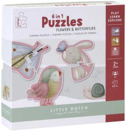 LITTLE DUTCH Baby Puzzle 6v1 Kvìtiny a motýli 3-5 dílkù skládaèka - zvìtšit obrázek