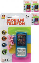 Telefon dìtský 11cm tlaèítkový mobil na baterie AJ Zvuk 4 barvy na kartì