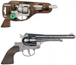 Revolver kovbojský støíbrný 25cm dìtská kapslovka kovová 12 ran - zvìtšit obrázek
