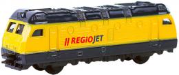 Vlak lokomotiva žlutá kovová RegioJet 9cm volný chod doplnìk k vláèku