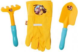 BINO Zahradní set pracovní rukavice se 2 nástroji Máša a medvìd žlutý