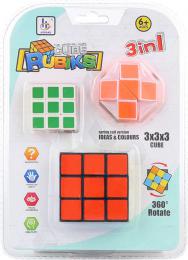 Hra skládací kostka Rubikova dìtský hlavolam 3x3 set 3ks plast