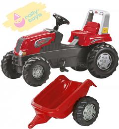 ROLLY TOYS Traktor dìtský šlapací Junior s vleèkou èervený 800315