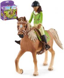 SCHLEICH Sarah na koni figurka run malovan hern set s doplky plast