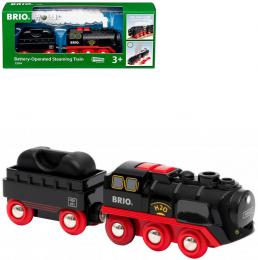 BRIO Parn lokomotiva s vagonem nkladn vlak kou na baterie kov Svtlo - zvtit obrzek