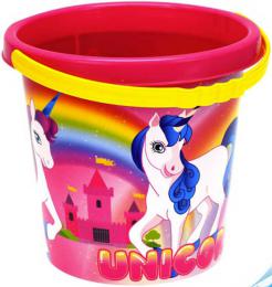 Baby kbelík na písek jednorožec 17cm holèièí rùžový s obrázkem Unicorn