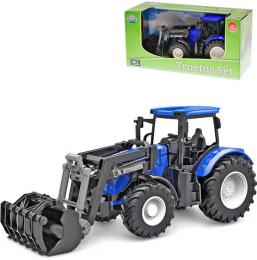 Traktor modr 27cm s pednm nakladaem voln chod plast v krabici - zvtit obrzek