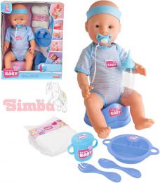 SIMBA New Born Baby panenka miminko chlapeek 43cm pije r set s doplky