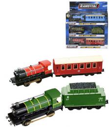 Teamsterz retro vlak kovov historick lokomotiva + vagn 3 druhy v krabici - zvtit obrzek