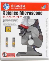 Mikroskop dìtský vìdecký 20cm na baterie set s doplòky v krabici Svìtlo