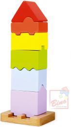 BINO DØEVO Baby skládací vìž barevné tvary stavebnice pro miminko