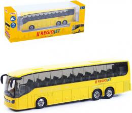 Autobus RegioJet žlutý 18,5cm zpìtný nátah kovový v krabici