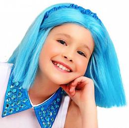 KARNEVAL Paruka dìtská Lollipopz Bára modrá umìlé vlasy - zvìtšit obrázek