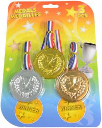 Medaile olympijské 12cm pro vítìze trikolora set 3ks na kartì plast