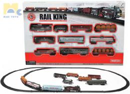 MAC TOYS Rail King sada vlaková vìtší lokomotiva + 9 vagónkù s kolejemi