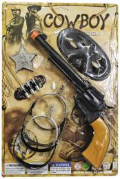Kovbojsk westernov sada pistole 30cm s nboji a doplky plast na kart - zvtit obrzek