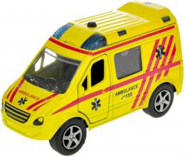 Auto kovové ambulance 11cm zpìtný nátah CZ na baterie mluví èesky Svìtlo Zvuk