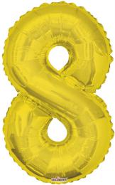 Party balonek nafukovací 86cm Èíslice 8 zlatý velký foliový vzduch i helium