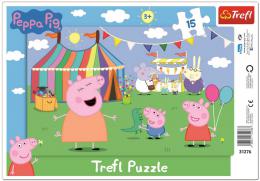 TREFL Puzzle deskové Peppa Pig Zábavní park 33x23cm skládaèka v rámeèku 15 dílkù