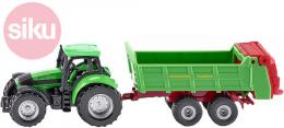 SIKU Model traktor s vlekem zelený  kov
