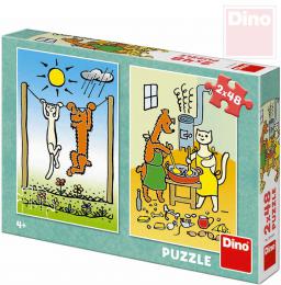 DINO Puzzle 2x48 dlk Pejsek a koika 18x26,5cm skldaka 2v1